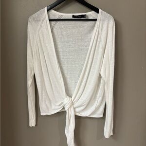 Ralph Lauren Black Label White Tie-Front Cardigan X-Large